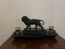 Calamaio Antico in Vetro e Ottone Stile Impero