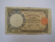 BANCONOTA 50 LIRE 1942 REGNO D'ITALIA ANTICHE MONETE MONETA RARA L'AQUILA