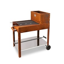 Barbecue A Legna In Corten 60x53 Cm Design Moderno Super Flipper Clementi