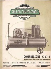 CATALOGO CASA COMPRESSORE TORINO C 67 ARIA COMPRESSA OFFICINA ANNI 1950 
