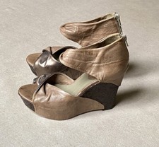 SANDALO IXOS MADE IN ITALY  PELLE ZEPPA SUGHERO PLATEAU 4CM TACCO 12 CM TG.39