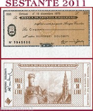 BANCA TRENTO E BOLZANO LIRE 50 15.12. 1976 - DOLOMITI SUPERSKI - FDS/UNC - B139