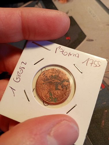 Moneta polonia grosz 1755 - moneta,