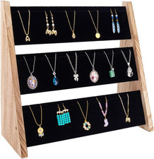 Porta Collana Espositore Porta Ciondolo in Legno a 3 Livello Con Velluto, Esposi