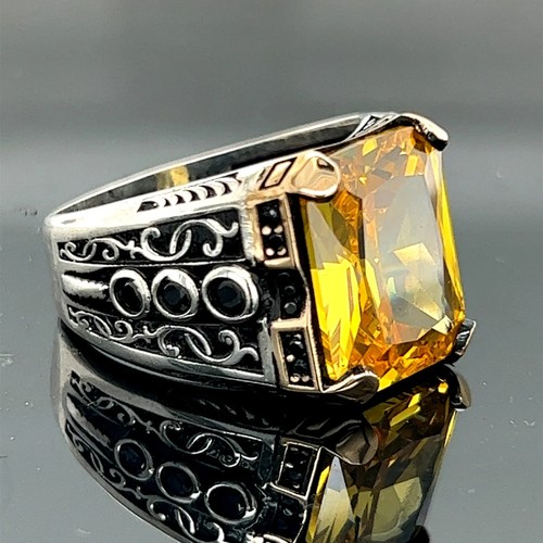 925 men silver - citrine, stone