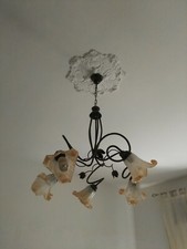 Lampadario ferro battuto vetro