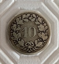 SVIZZERA HELVETIA 10 RAPPEN CENTESIMI 1850 MONETA SPLENDIDA NON COMUNE 