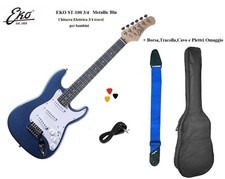 EKO ST-100 MINI CHITARRA ELETTRICA METALLIC BLU 3/4 PER BAMBINI + BORSA Tracolla