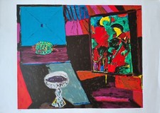 BRUNO CASSINARI- "NATURA MORTA"- UNO DI DUE SOGGETTI- DIM. 50x70-LITO A COLORI