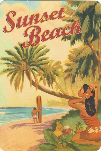 Sunset beach hawaii retro - sunset,