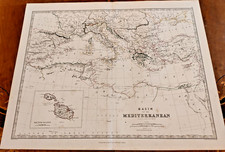 1861 Mappa a colori a mano