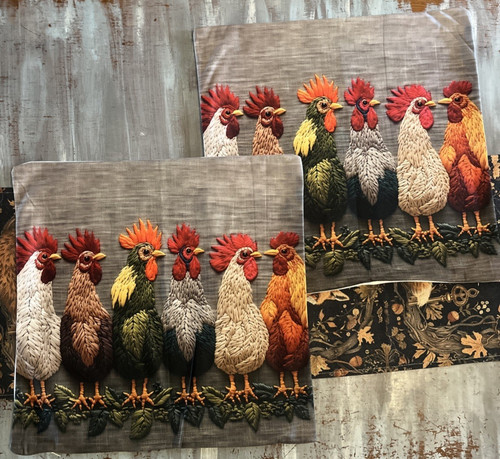 Copricuscino gallo gallina - x2,
