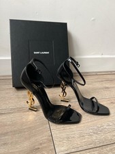 Sandali con tacco YSL Opyum - pelle verniciata - nero e oro - taglia EU 37 UK 4