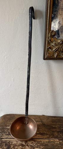 Antique copper iron ladle - antique,