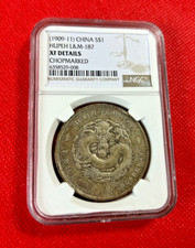 1909-11 CINA DOLLARO D'ARGENTO HUPEH LM 187 NGC XF DETTAGLI CON MARCA DI TAGLIO