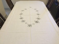 Tovaglia rettangolare in lino con inserti uncinetto FATTA A MANO210x155 VINTAGE