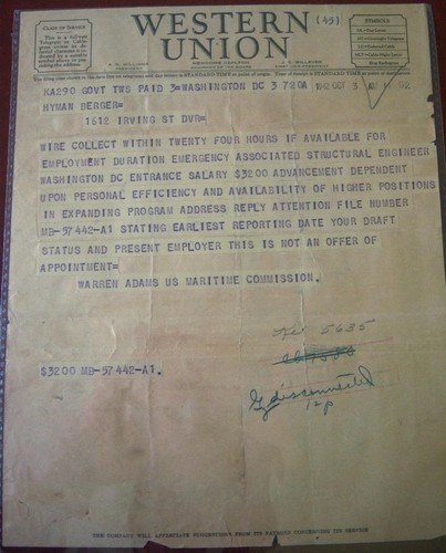 1942 western union telegram - western,