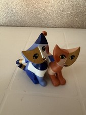 Goebel Statua Gatti “Mia & Mirco”ceramica - Opera Firmata - 10x11cm Circa