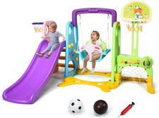 Parco Giochi 6 in 1 Multi Giochi Da Giardino, Con Altalena E Scivolo, Pallacanes