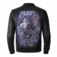 GIACCA PELLE BIKER EAGLE PHILIP PLEIN JACKET AQUILA PHILIPP LEATHER STRASS DISCO