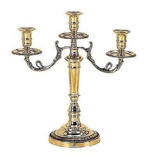 Candelabro portacandele a 3 fuochi ottone lucido in stile impero chiesa casa 