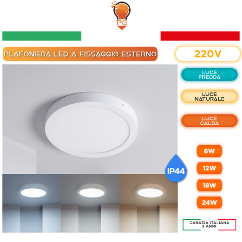 Plafoniera led tonda - , montaggio