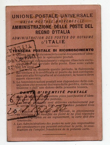 Tessera unione postale - tessera,