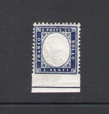 Italia 1862, n. 2 - 20 centesimi di indaco, fondo non dentato, MNH**