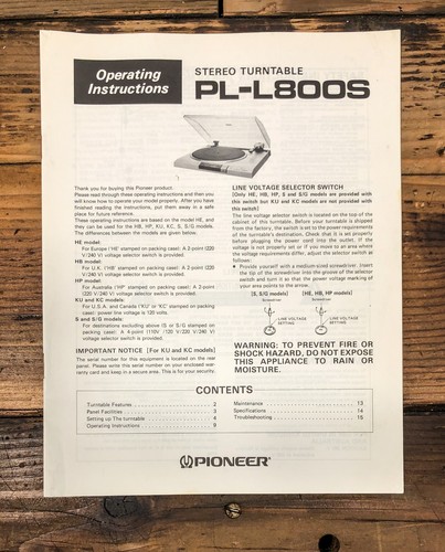Pioneer l800s l800 s - pioneer, pl-l800