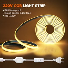 Striscia LED COB 220V Adesiva IP67 Impermeabile Strip Strisce da Interno Esterno