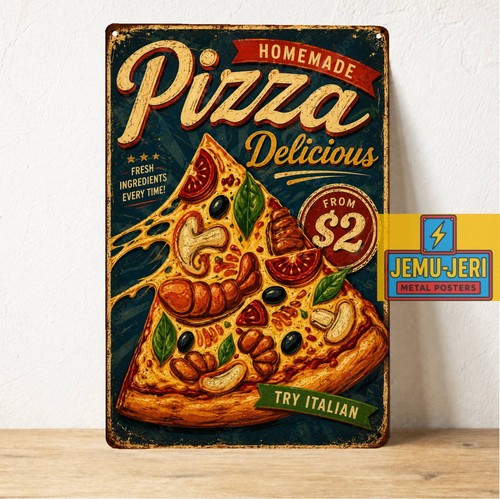 Insegna latta poster pizza - insegna,