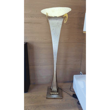 LAMPADA IN FERRO BATTUTO A COLONNA GRECA COLORE OTTONE ARGENTO SATINATO