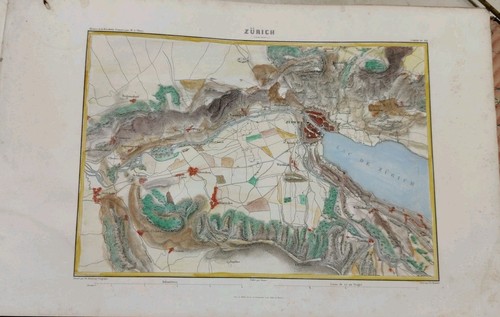 Mappa zurigo svizzera 1840 - di,