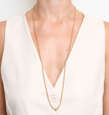 Collana lunga donna catena catenina corda dorata oro stile vintage antico regalo