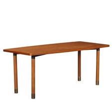 Elegante Tavolo Vintage Italia Anni 60 Legno di Teak Puntali Gambe Ottone