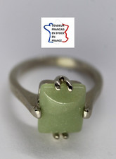 BAGUE PIERRE VERTE ;argentée