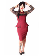 Abito SugarShock Dahee anni 40 tubino rockabilly con pois tulle a rete