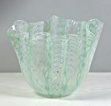 Venini Fulvio Bianconi Vaso Fazzoletto Zanfirico in Vetro di Murano, anni '50.