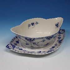 Royal Copenhagen - 1105 - Barca con ciotola in pizzo pieno scanalato blu - 1° qualità
