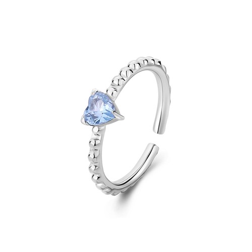 Anello cuore zircone azzurro - anello,