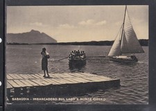 Cartolina Sabaudia Imbarcadero sul Lago e Monte Circeo ANIMATA BARCHE NC210