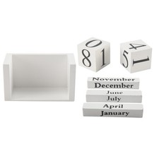 2X(Calendario Perpetuo nel Legno Vintage Calendario da Tavolo con Blocchi S2683