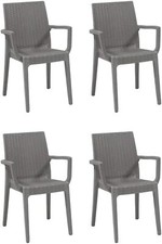 4 sedie ARETA DAFNE Sedia con braccioli esterno in resina simil Rattan TORTORA