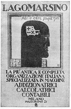 PUBBLICITA' 1933 LAGOMARSINO MACCHINE ADDIZIONATRICI CALCOLATRICI PROFILO BAZZI