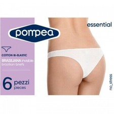 Pompea 6 Slip Brasiliana cuciture invisibili no stress in cotone essential