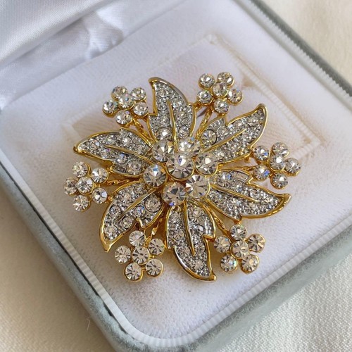Spilla fiore strass - , oro