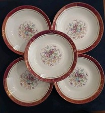 Antichi Piatti Fondi Bavaria Porcellana Con Fiori E Bordo Oro Rari