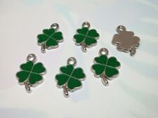 5pz charms ciondoli  quadrifoglio in metallo smaltato  19x13mm colore verde