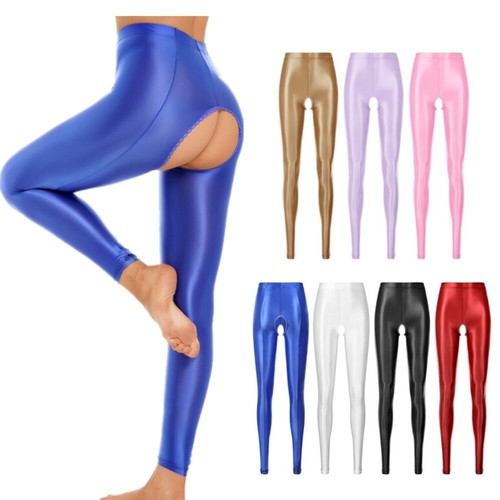 Leggings donna lucidi aperti