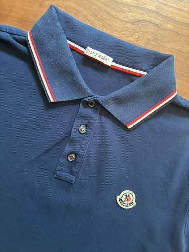 Moncler tipped pique polo navy - moncler,